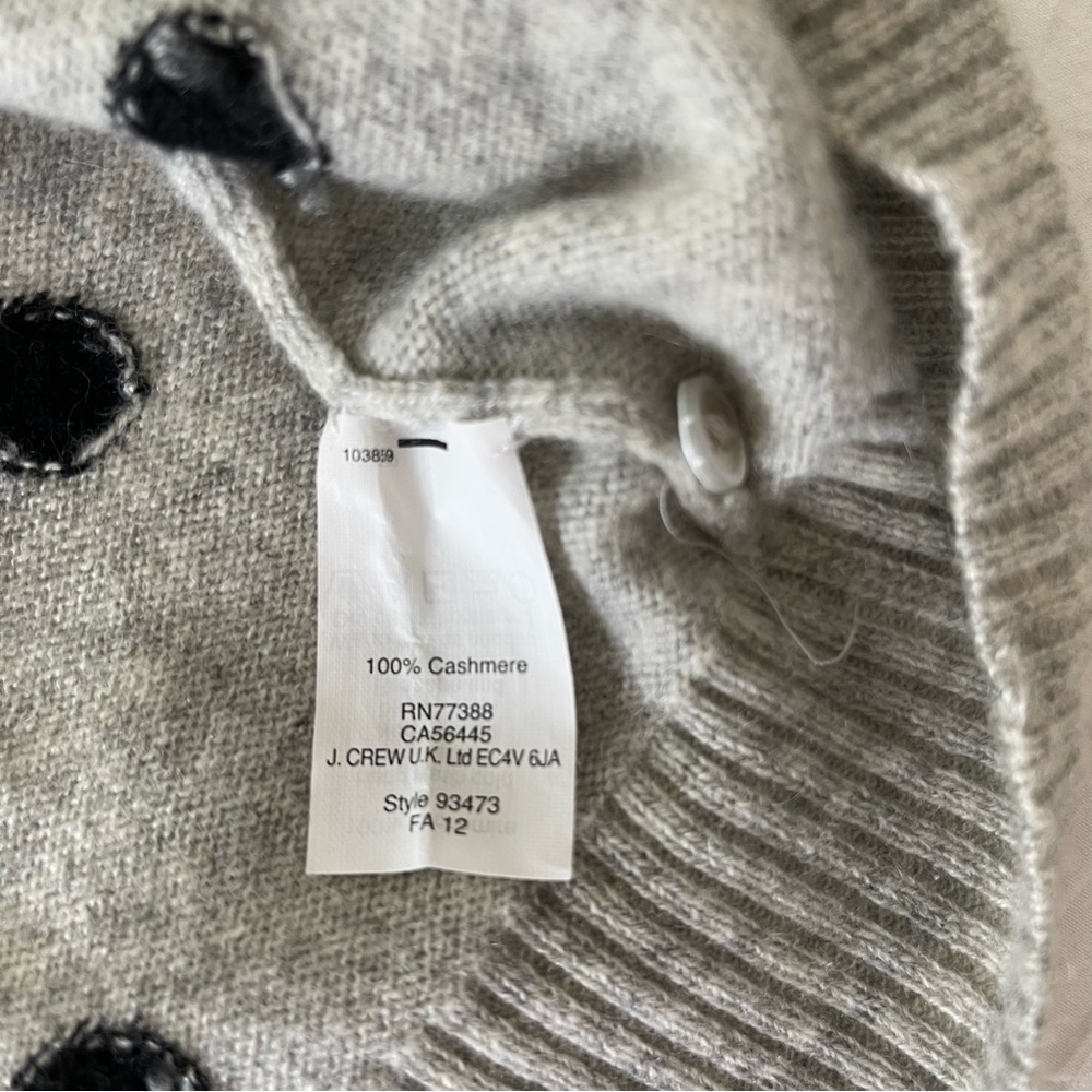 J. Crew Cashmere Crewneck Sweater with Polka Dots - Picture 3 of 8